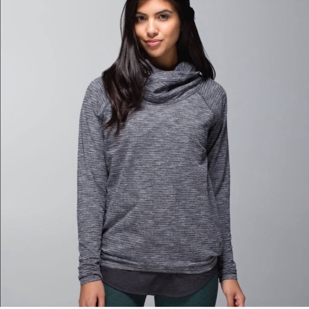 Lululemon Healthy Heart Pullover Coco Pique Black Sweatshirt Hoodie Size 6 rulu